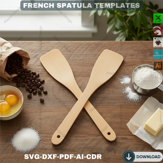 French Spatula Laser cut SVG file / Spoon Laser cutting templates / Glowforge instant download 129