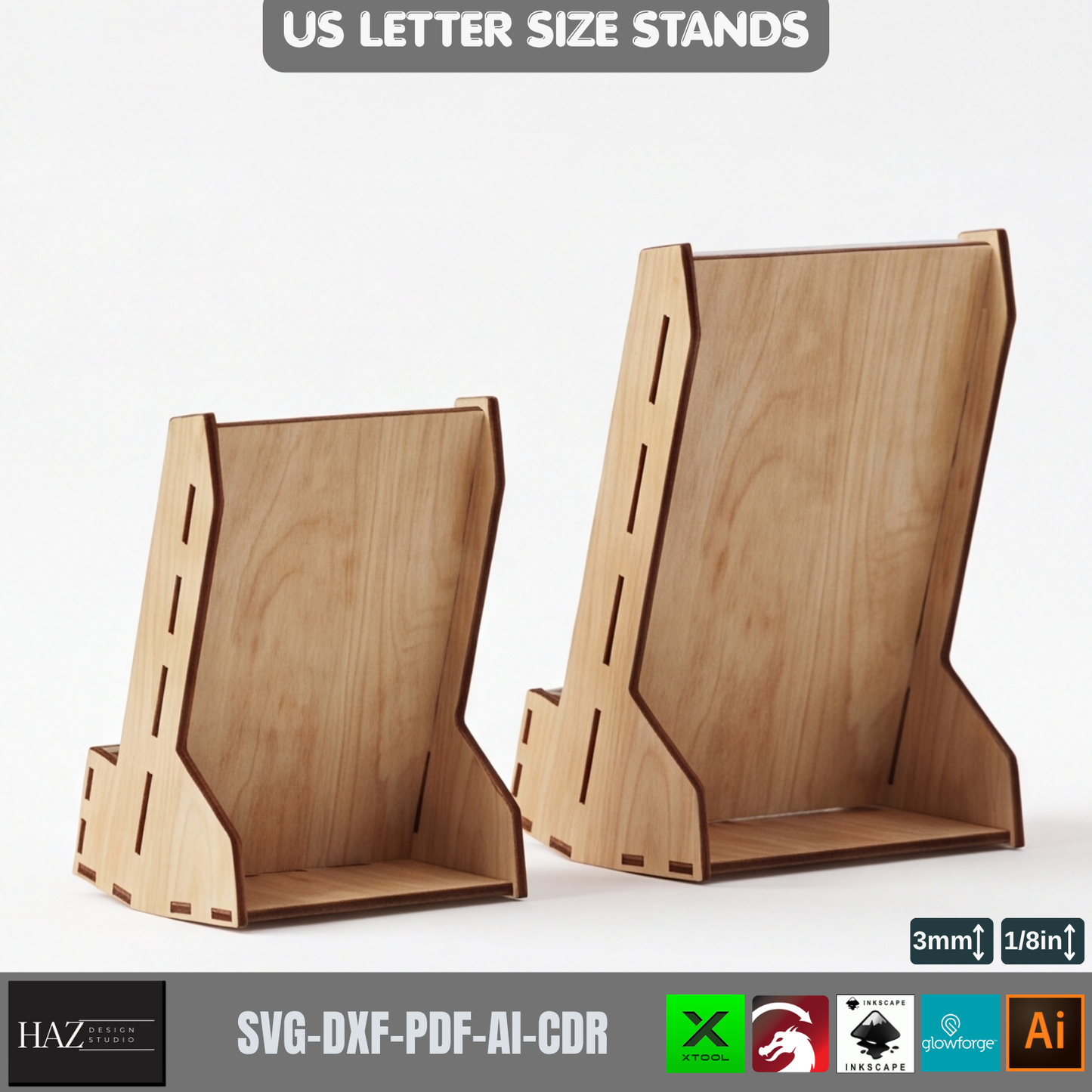 Laser Cut Menu Stand SVG Plywood Brochure Holder Template US Letter Size