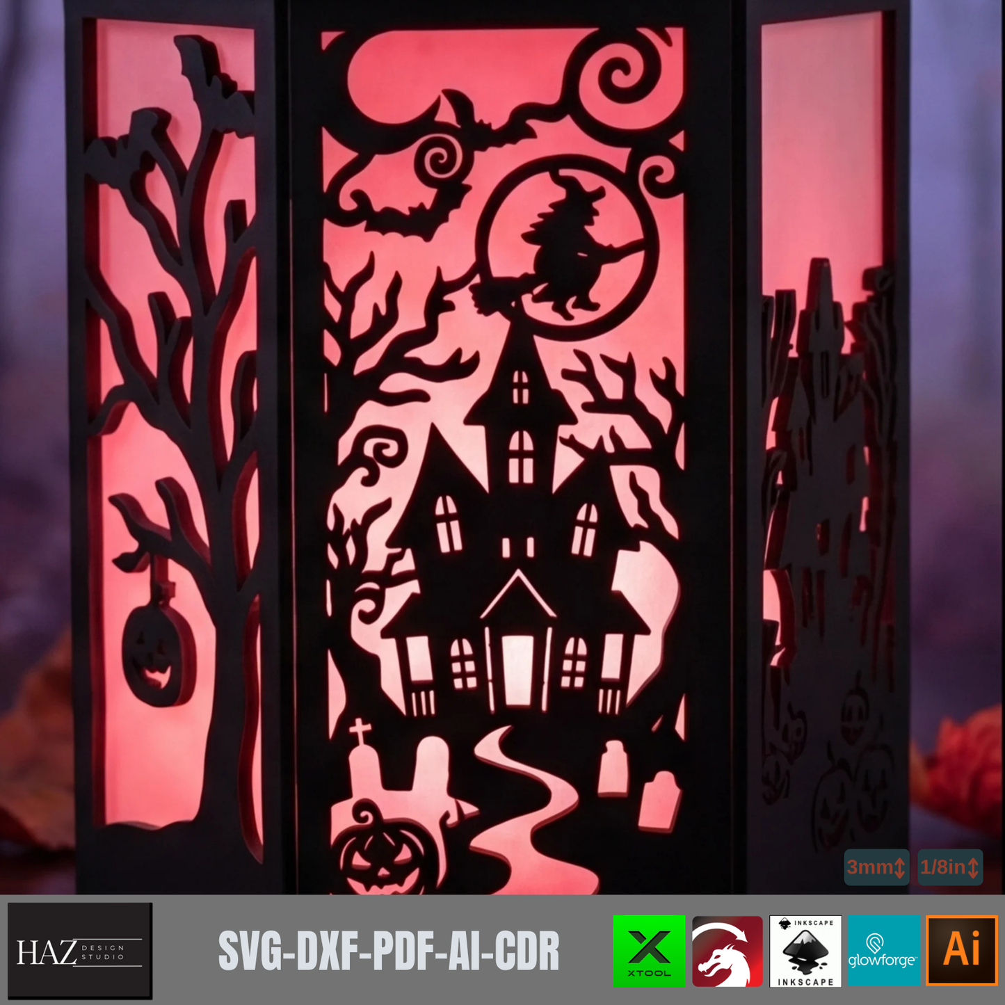 Halloween Haunted House Lantern Spooky Witch Candle Holder Wooden Pumpkin Centerpiece Table Decor