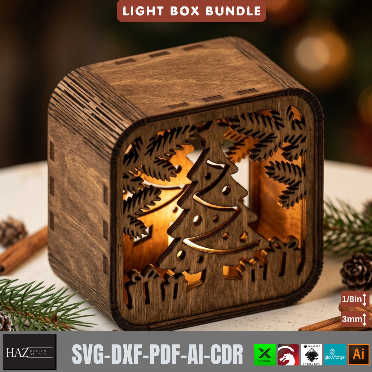 16 Rustic Christmas Shadow Box Night Light, Layered Snowman Cabin Lantern Plans, Holiday Mantel Decor 576