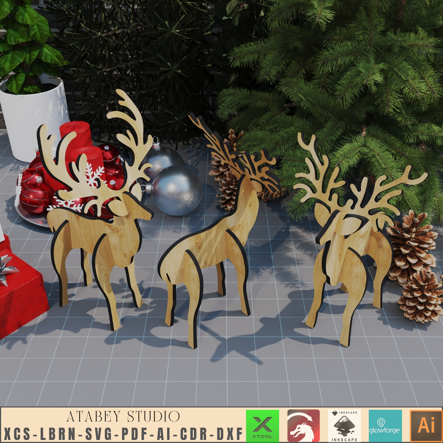 Enchanted Forest Charm: 3D Laser Cut Reindeer - DIY Christmas Puzzle Decor610