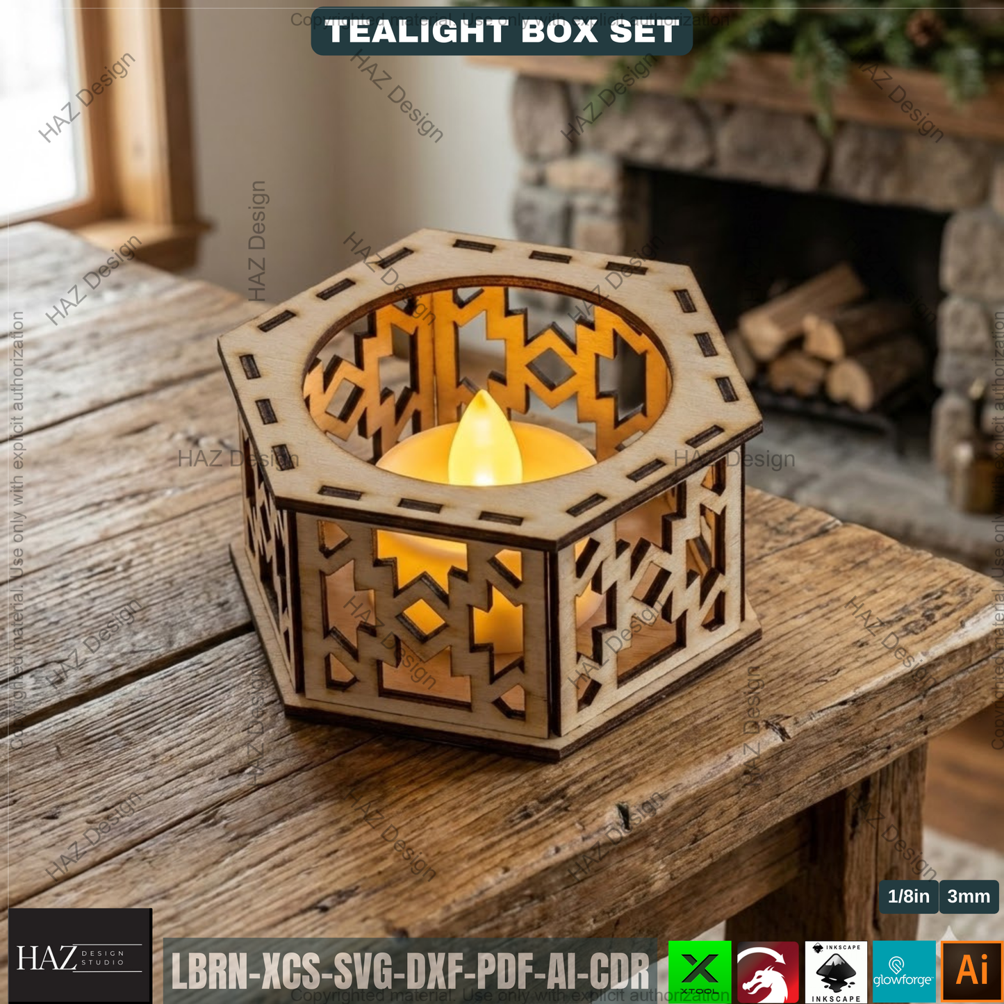 Christmas Tealight Box Bundle, Laser Cut Lantern Templates, DIY Holiday Candle Holders 505
