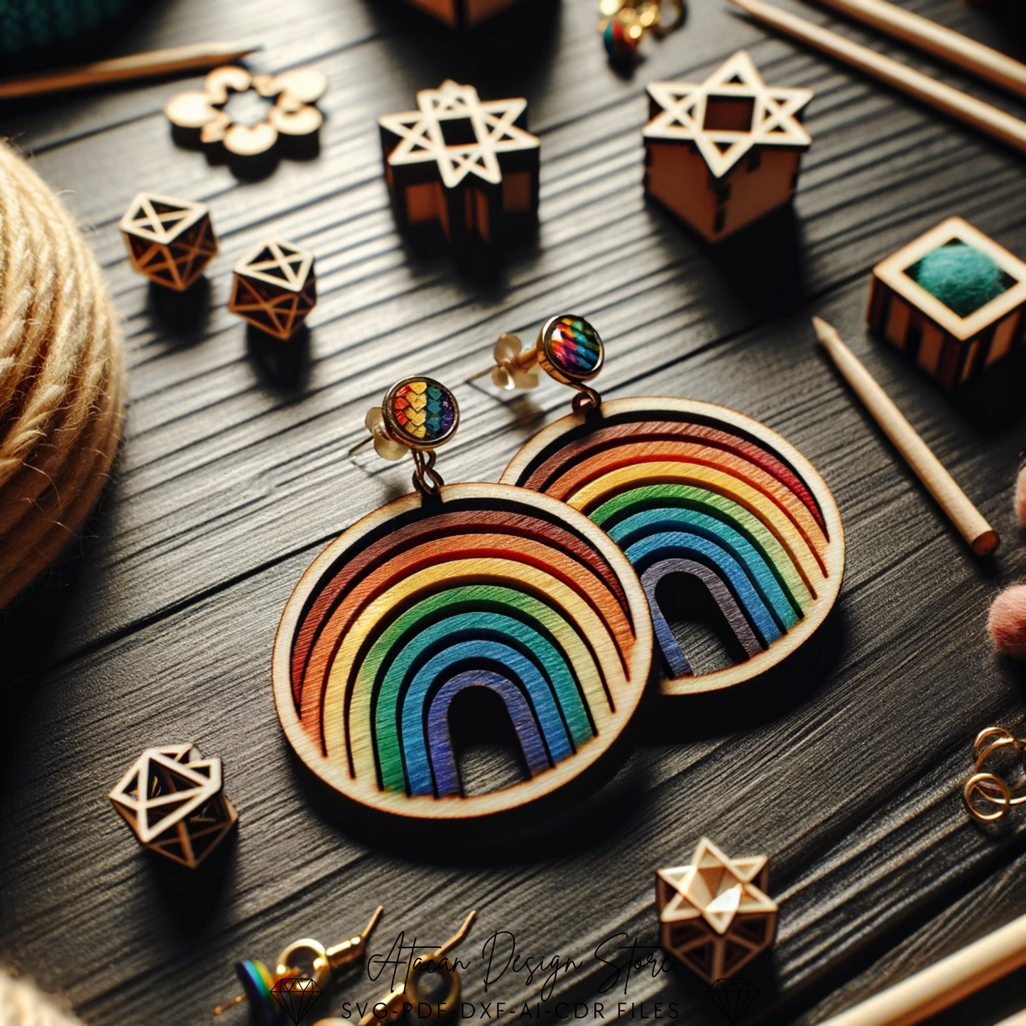 Colorful Rainbow Earrings Design Bundle | DIY Laser Cut Jewelry Patterns for Unique Crafting 682