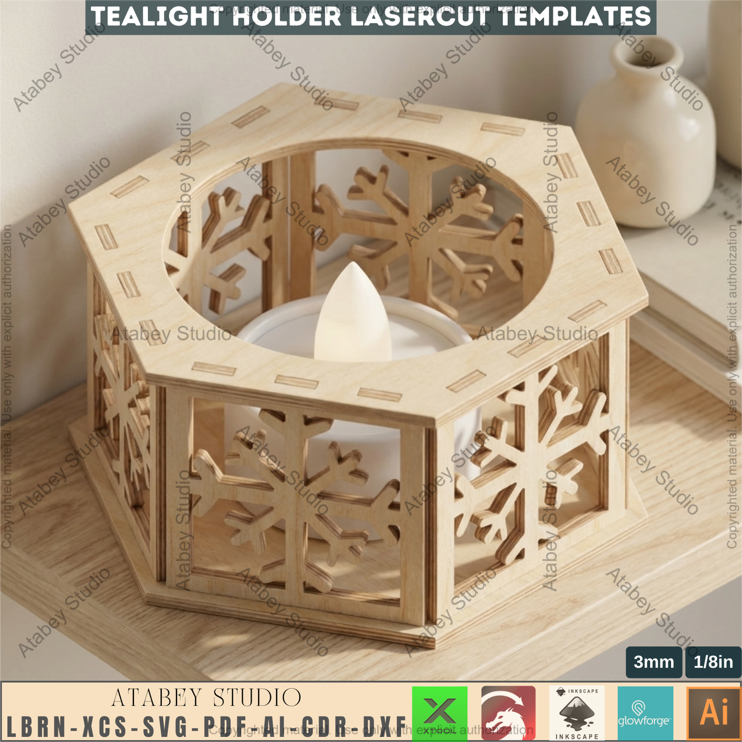 Christmas Candle Holder Bundle Laser Cut Lantern Tealight Box Xmas Table Decor 977