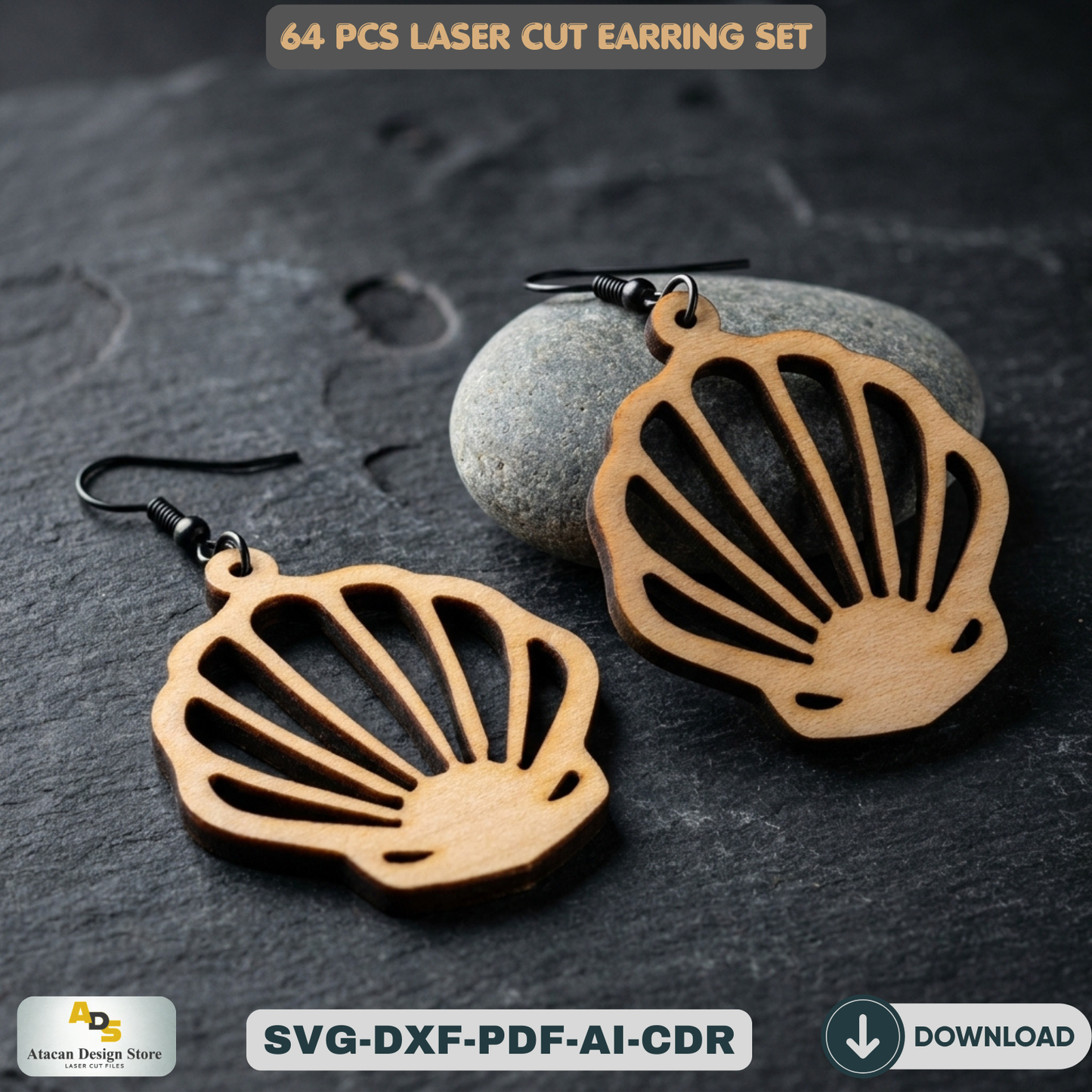 64 PCS Laser Cut Earring Set Wooden Jewelry Patterns for Glowforge DIY Earring Templates Wood Jewelry Designs