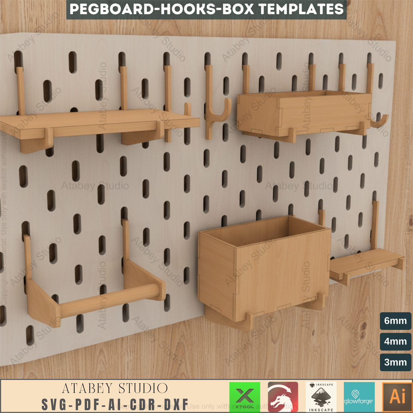 DIY Pegboard and Accessories Kit: Hooks and Shelves for Custom Organization 636