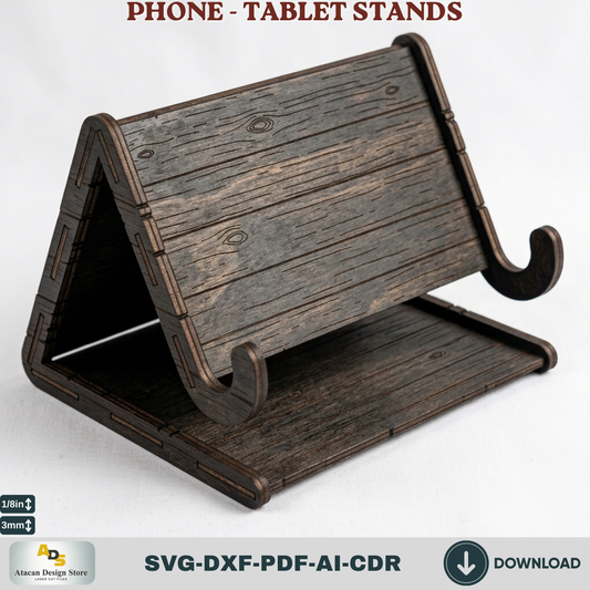 Tablet and Phone Holder Laser Cut Template, A-Frame Desk Dock Display, Wood Stand