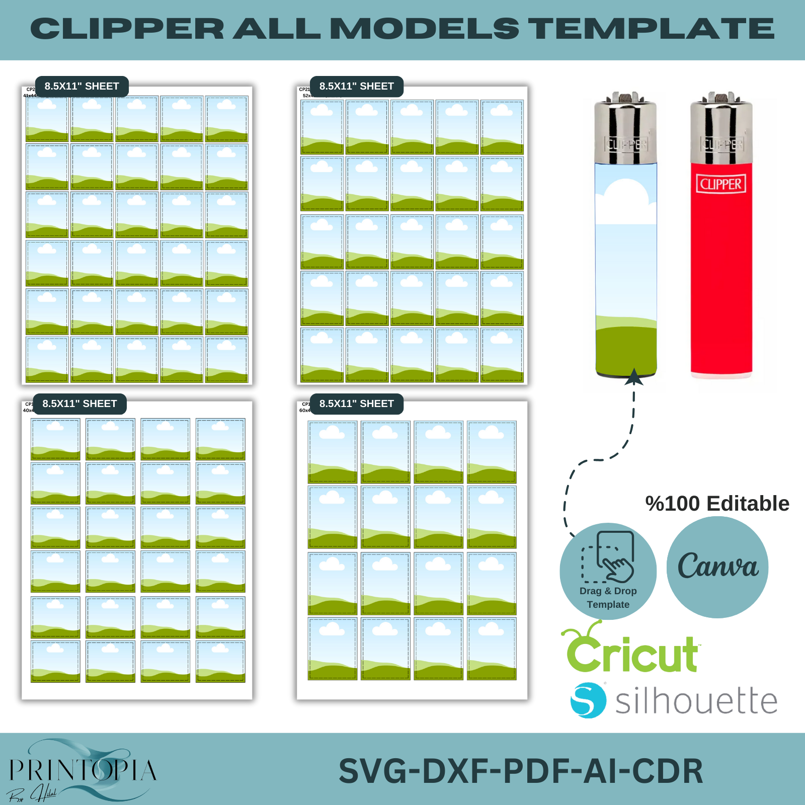 All Clipper Models Label Template - SVG, PDF, Canva Editable for Cricu ...