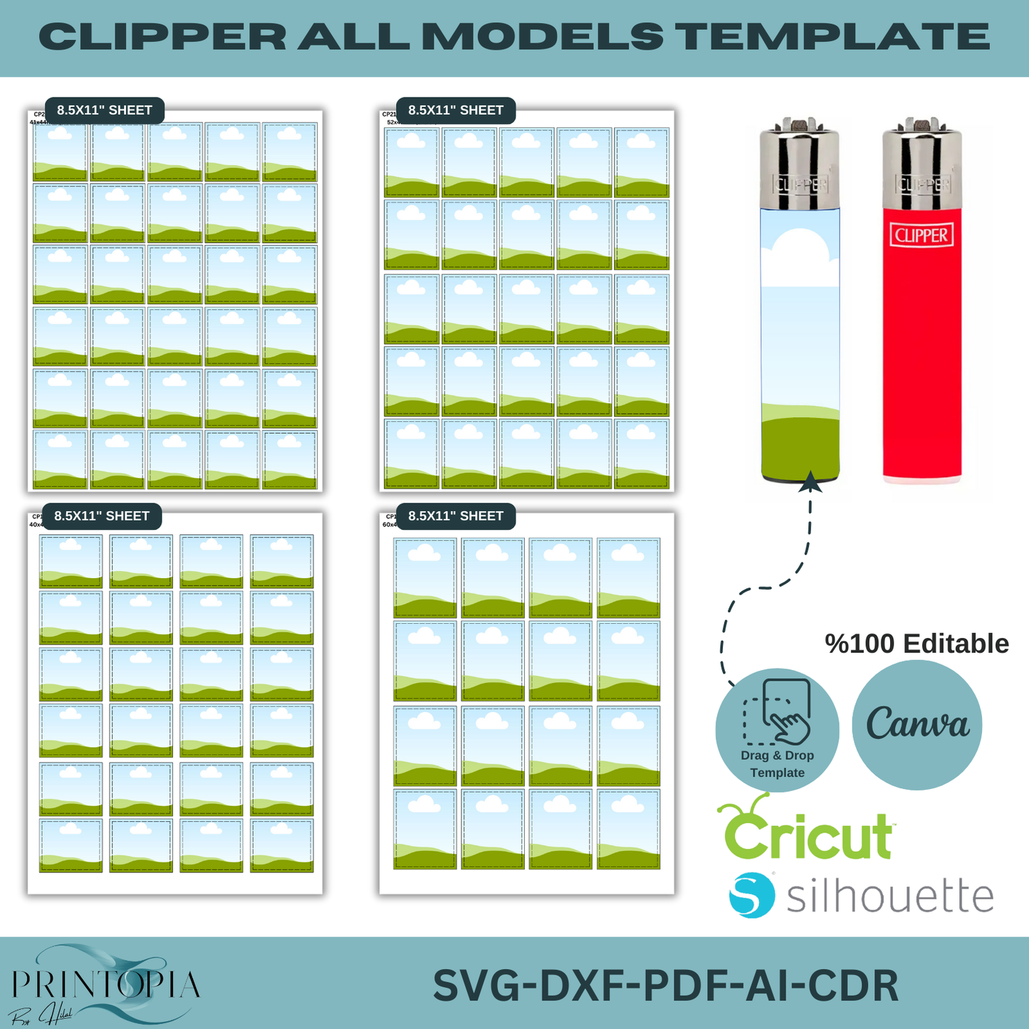 All Clipper Models Label Template - SVG, PDF, Canva Editable for Cricut & Silhouette 142