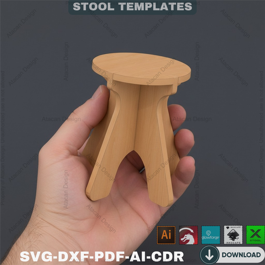 Stool Laser Cut Files /  Chair Cutting Template / Instant download / Glowforge SVG files 122