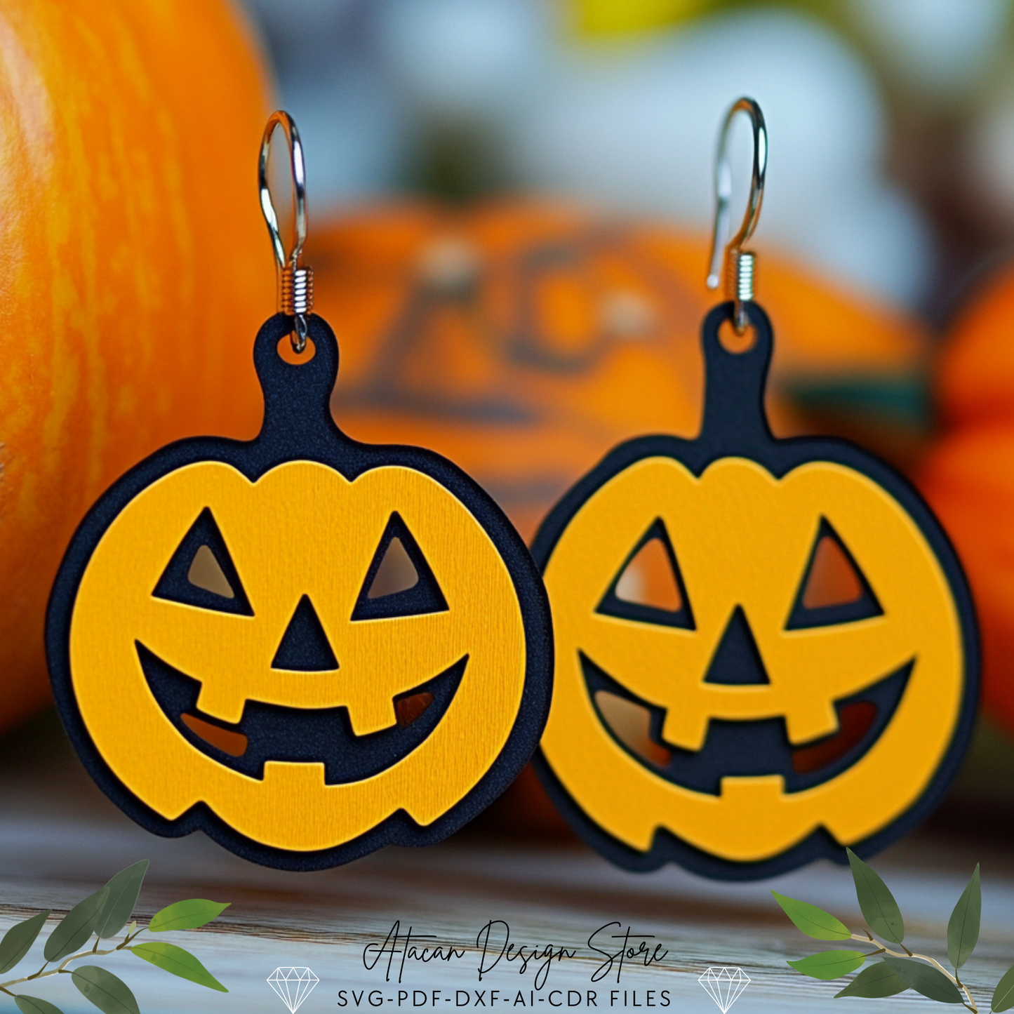 Halloween Earring  Template Bundle - Ghosts, Pumpkins, Witch Hat Designs for Laser Cutting 707