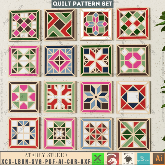 Modern Geometric Coaster & Wall Tile Bundle • 16 Laser Cut Patterns for DIY Home Decor • Glowforge Xtool Compatible 945