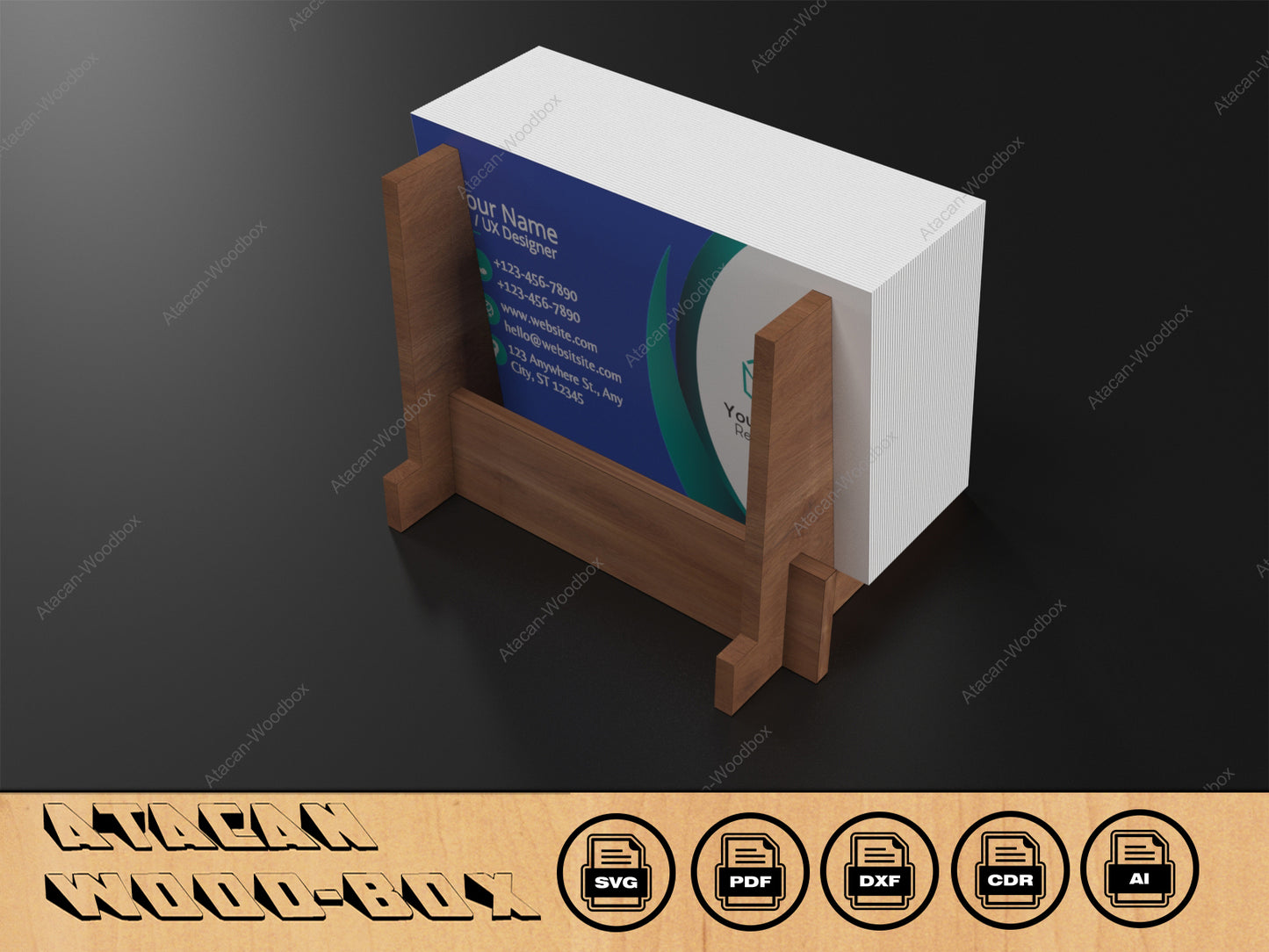 Elegant Business Card Holder Stand Design for Laser Cutting and Professional Use 425