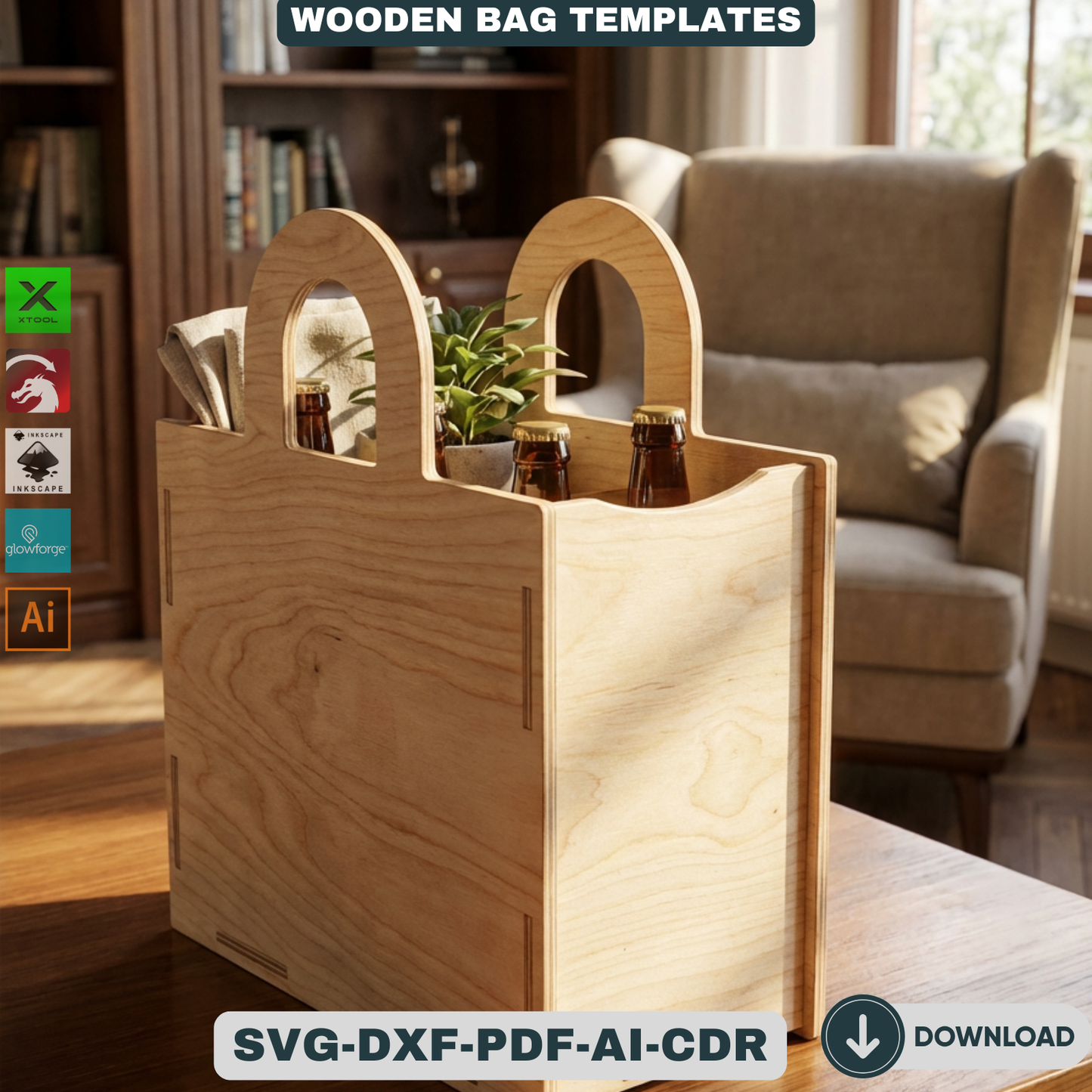 Wooden Purse Bundle Laser Cut Gift Bag Templates DIY Wood Handbag Set Laser Cut Box Designs Unique Gift for Her 933
