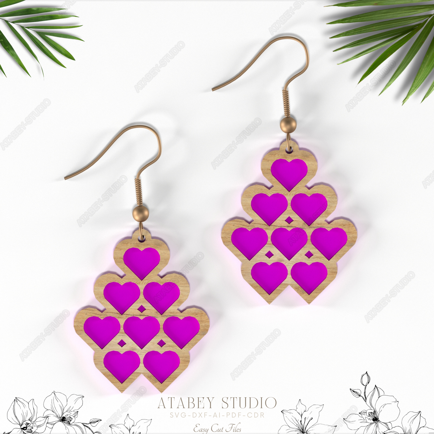 Trendy DIY Earring Templates - Bees, Mushrooms, Clovers, Flowers, Hearts, Animals, Retro and Geometric Shapes - Digital Download 869