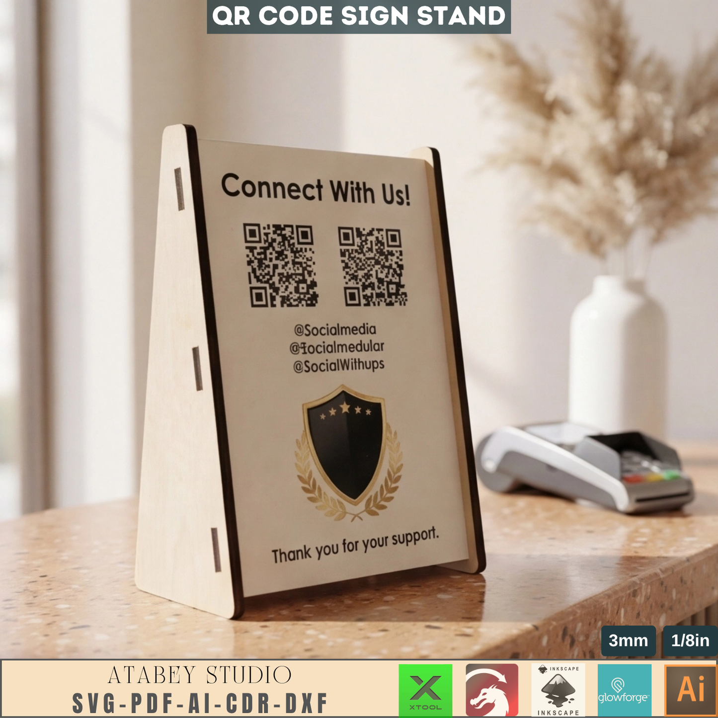 Personalized Social Media QR Code Sign for Easy Connection / Customizable Mini QRCode Sign and More 858