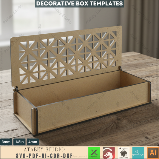 Decorative Laser Cut Gift Box / Wooden Box With Lid  / DIY Box Laser Cut Files SVG, DXF Ai Cdr 554