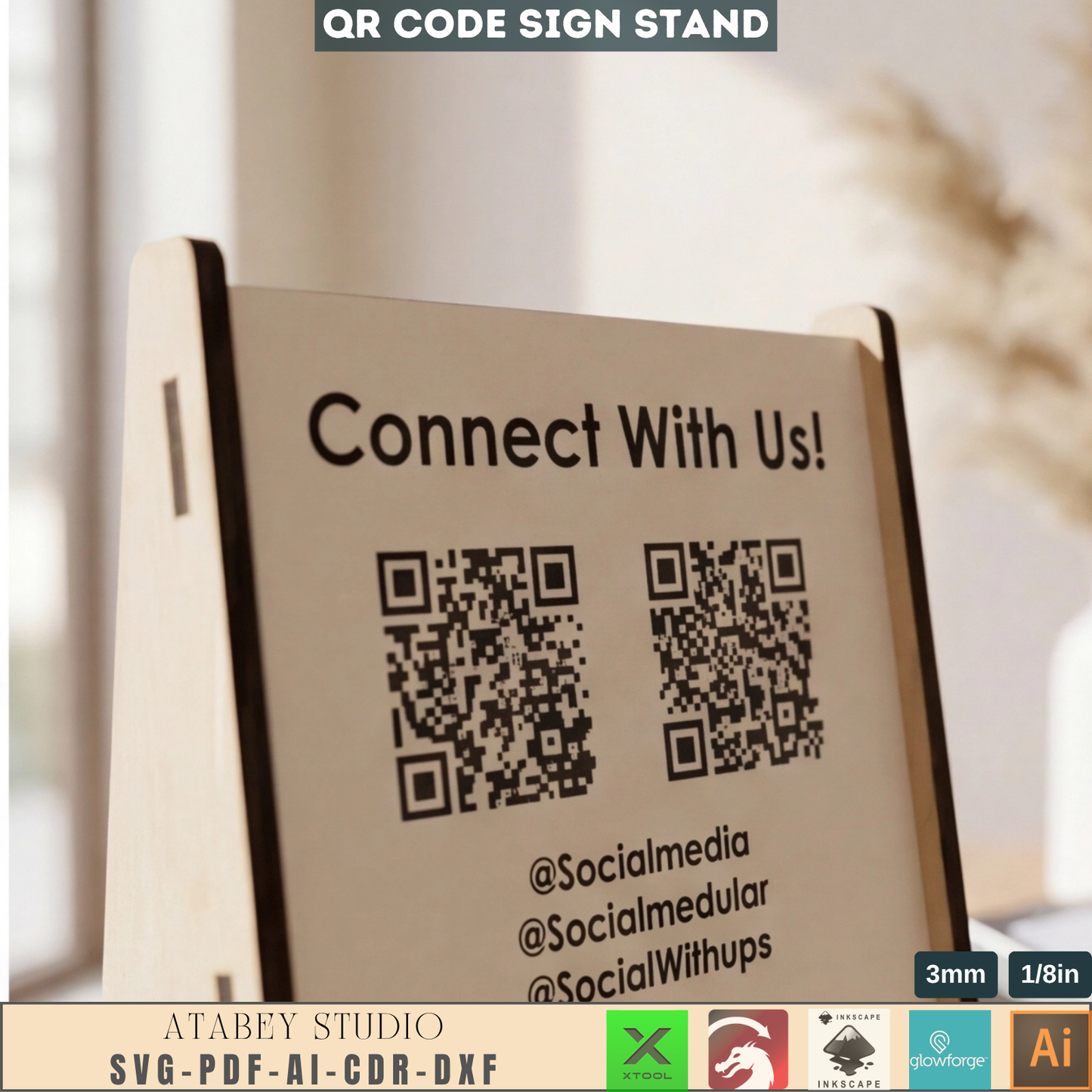 Personalized Social Media QR Code Sign for Easy Connection / Customizable Mini QRCode Sign and More 858