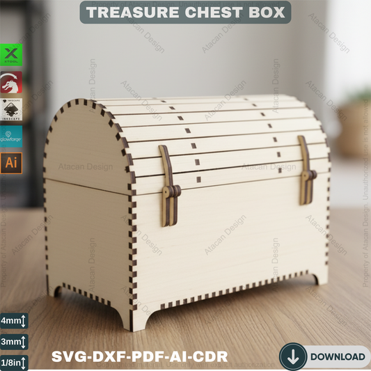 Wooden Treasure Chest - Laser Cut DIY Storage Box Files 388