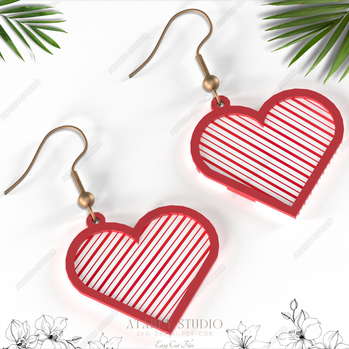 Romantic Red Heart Earrings - Perfect for Valentine's Day, Personalized Laser Cut Jewelry 842