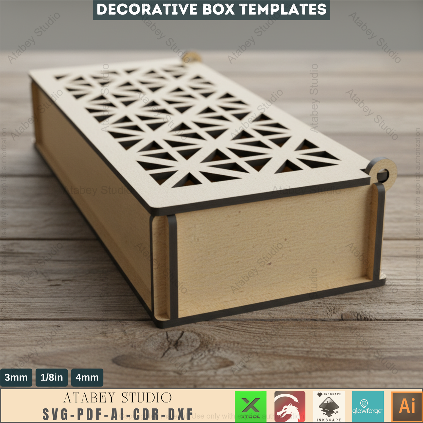 Decorative Laser Cut Gift Box / Wooden Box With Lid  / DIY Box Laser Cut Files SVG, DXF Ai Cdr 554