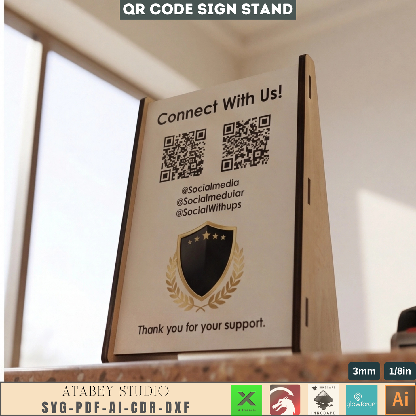 Personalized Social Media QR Code Sign for Easy Connection / Customizable Mini QRCode Sign and More 858