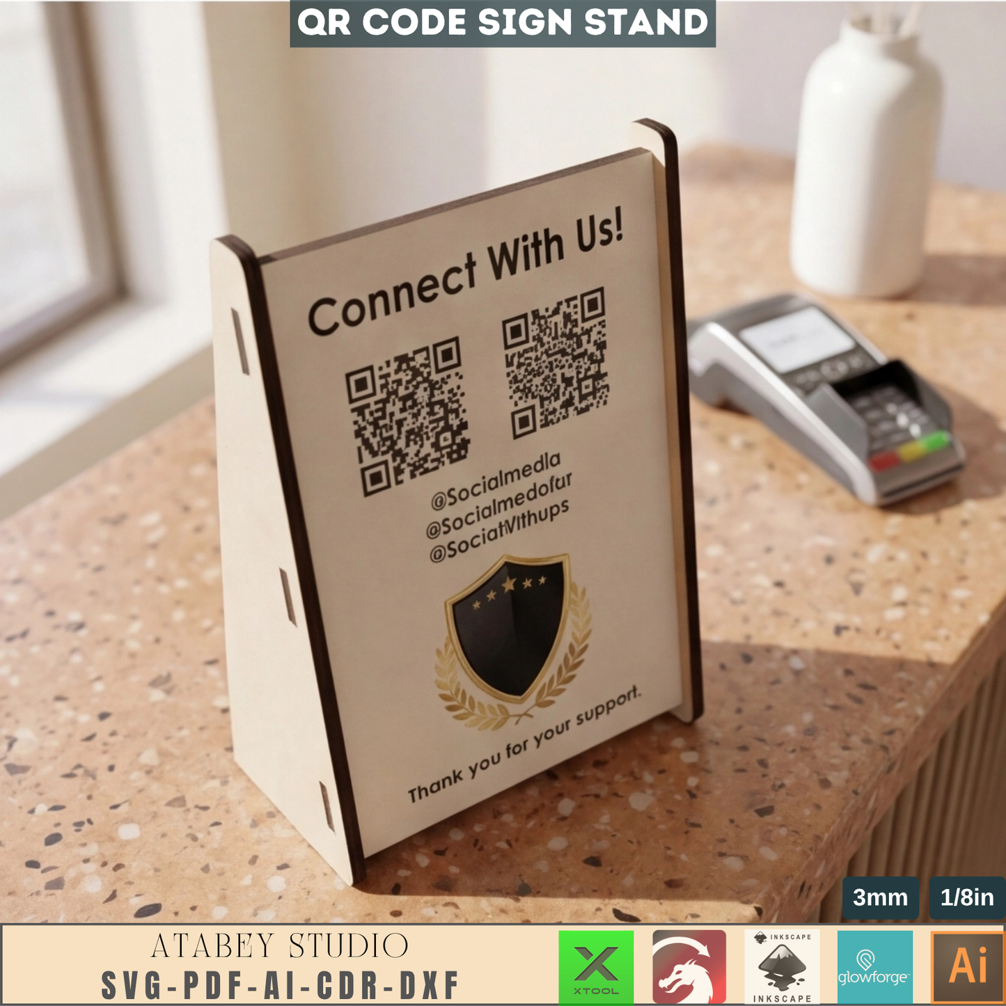 Personalized Social Media QR Code Sign for Easy Connection / Customizable Mini QRCode Sign and More 858