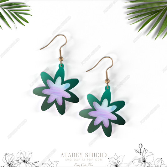 Colorful Flower Earrings - Vibrant Pendant Designs for Laser Cut Jewelry 843