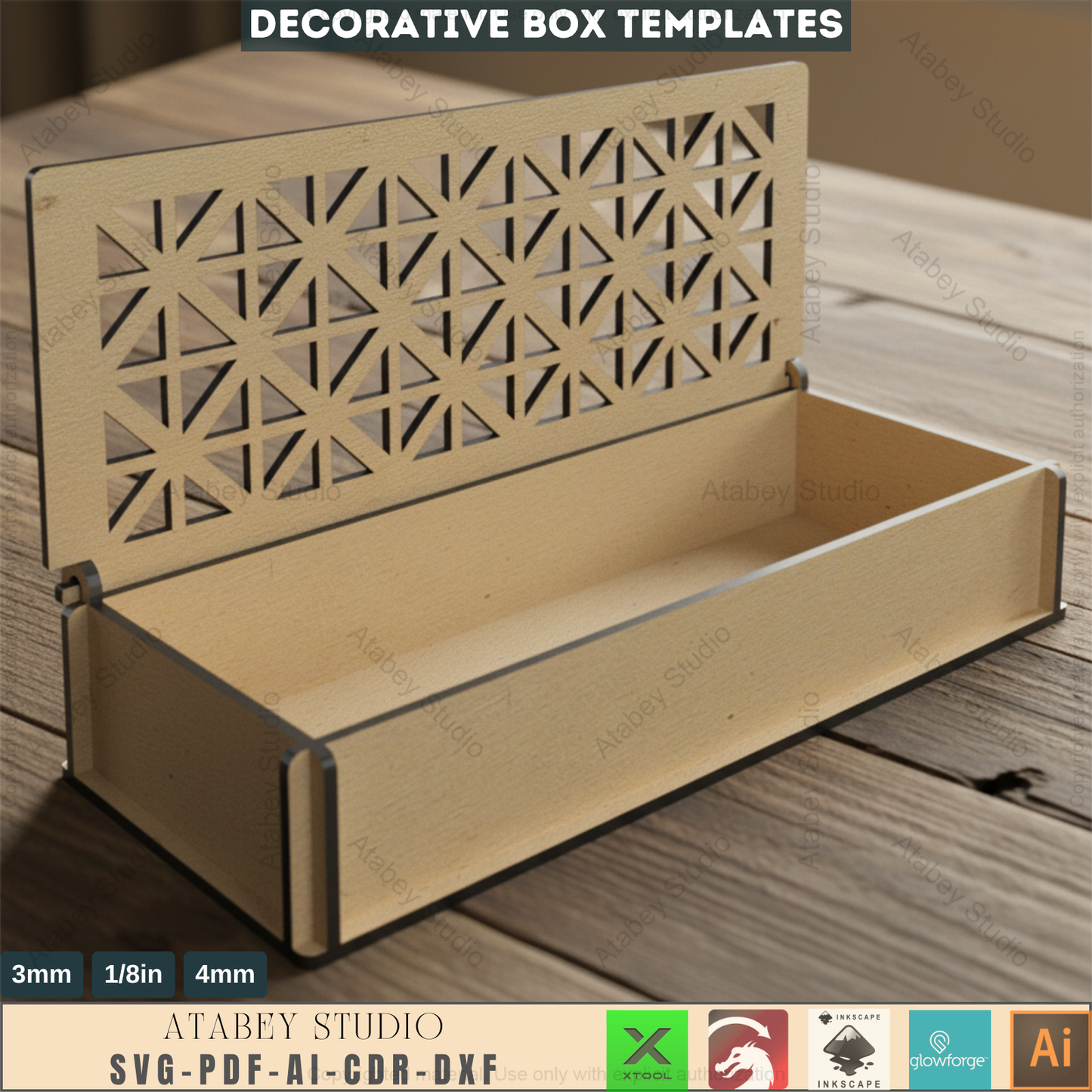 Decorative Laser Cut Gift Box / Wooden Box With Lid  / DIY Box Laser Cut Files SVG, DXF Ai Cdr 554