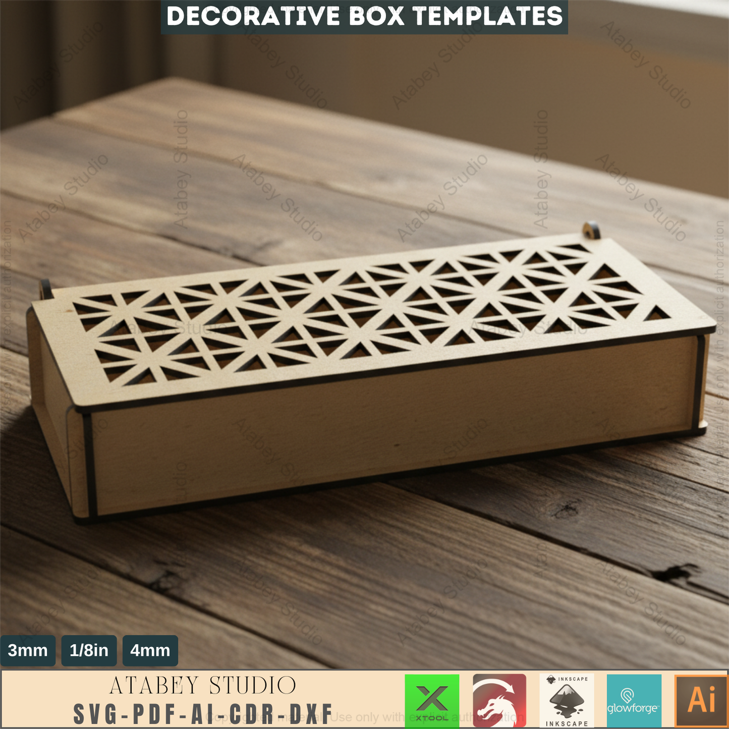 Decorative Laser Cut Gift Box / Wooden Box With Lid  / DIY Box Laser Cut Files SVG, DXF Ai Cdr 554