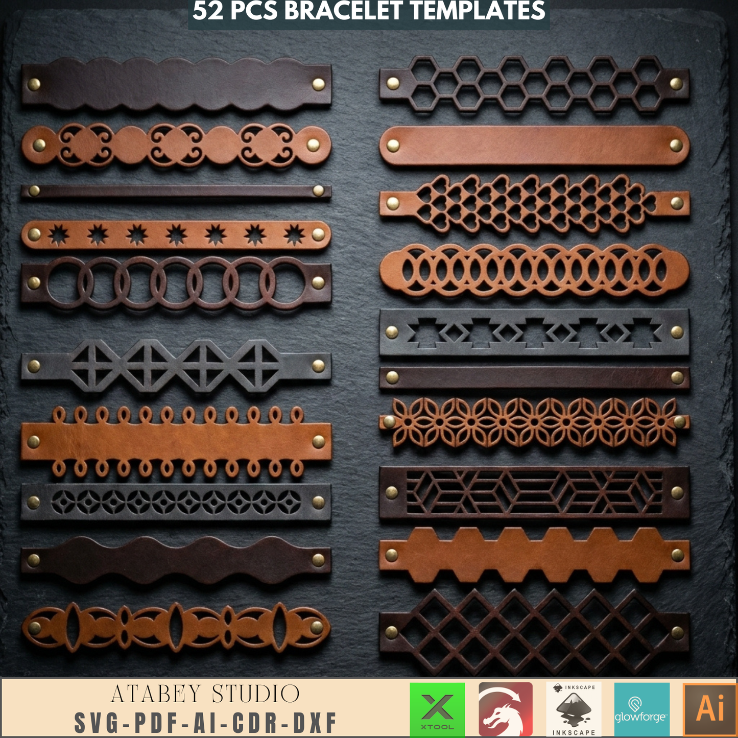 Laser Cut Bangle & Cuff SVG Pack, Creative Jewelry Making Templates, Files for Wood & Leather Crafters
