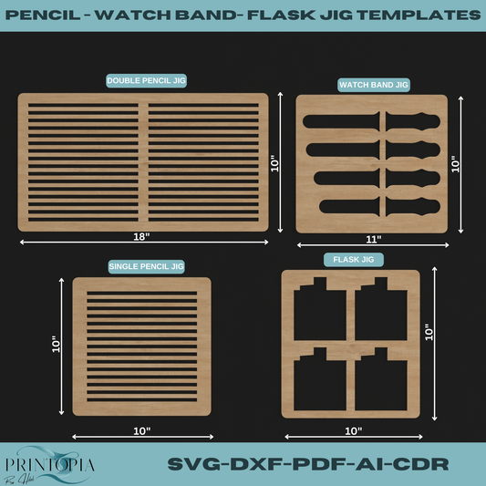 Laser Cut Jig Templates for Pencil, Watch Band, Flask - Perfect for Engraving Projects 148