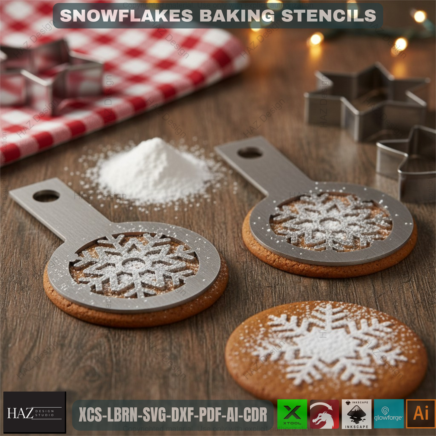 Christmas Snowflake Baking Stencil Set for Cookies, Cakes & Coffee – Festive Kitchen DIY Decorating Templates for Holiday Treats 485