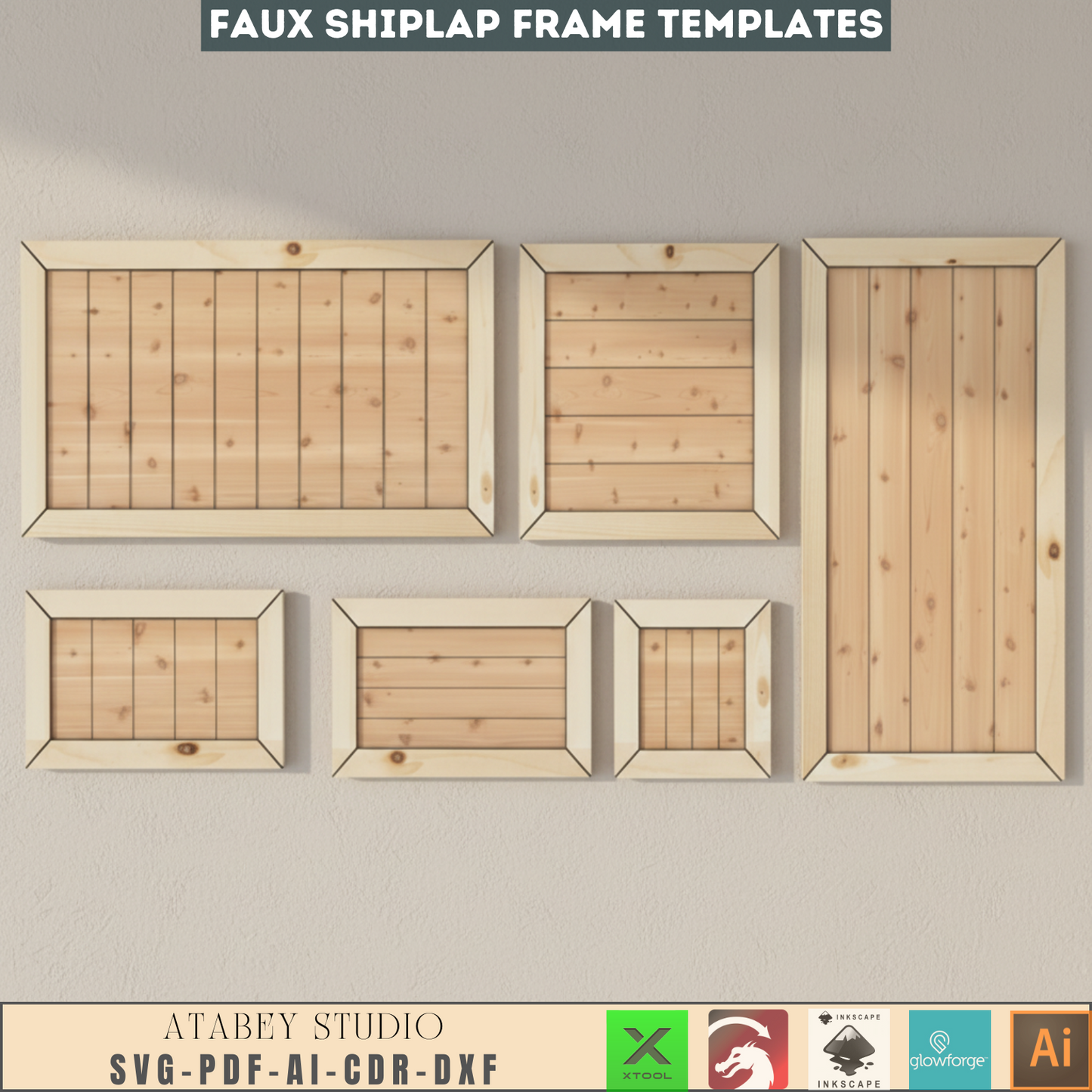 Faux Shiplap Sign Backers, Laser cut files SVG DXF vector plans, glowforge file svg, laser cut template, laser svg, laser cutting files 132