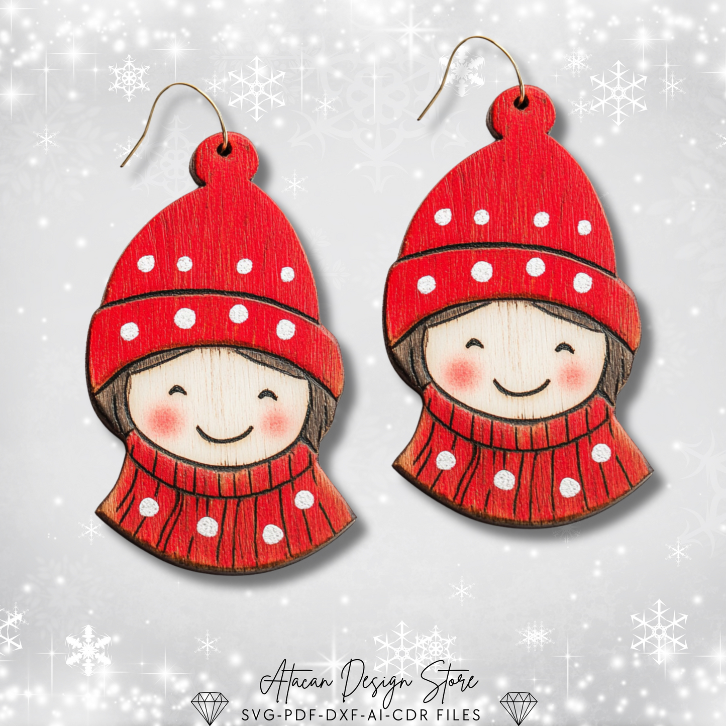 Holiday Earring Designs for Laser Cutting | Christmas-Themed Jewelry Templates 713