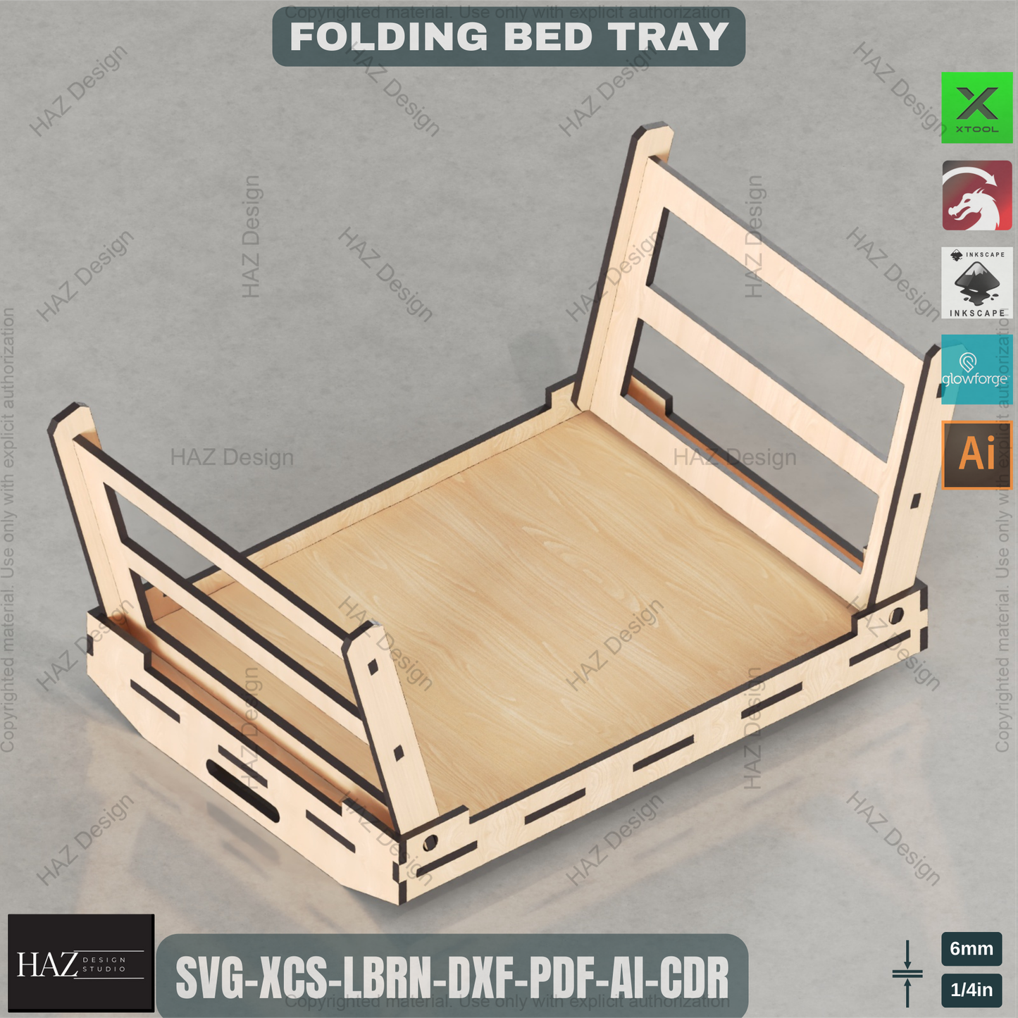 Laser Cut Folding Bed Tray - Breakfast & Serving Table Digital Plan,Portable Breakfast & Serving Tray - Smart Laser Cut Folding Design 454