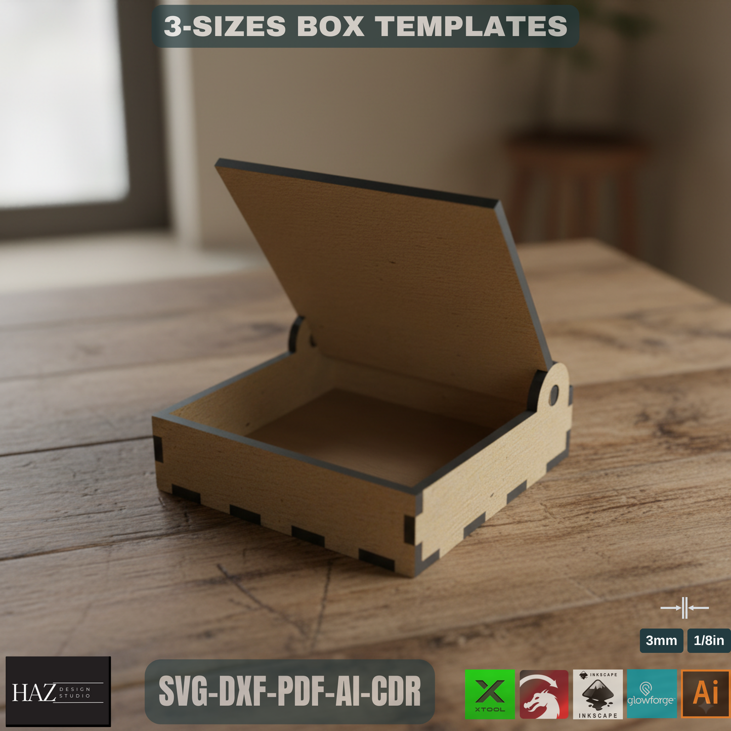 Divided Boxes With Lid - Multipurpose Jewelry and Storage Box - Laser Cut Wooden Box Files - Boxes Grid and Flip Lid SVG DXF Ai Cdr 188