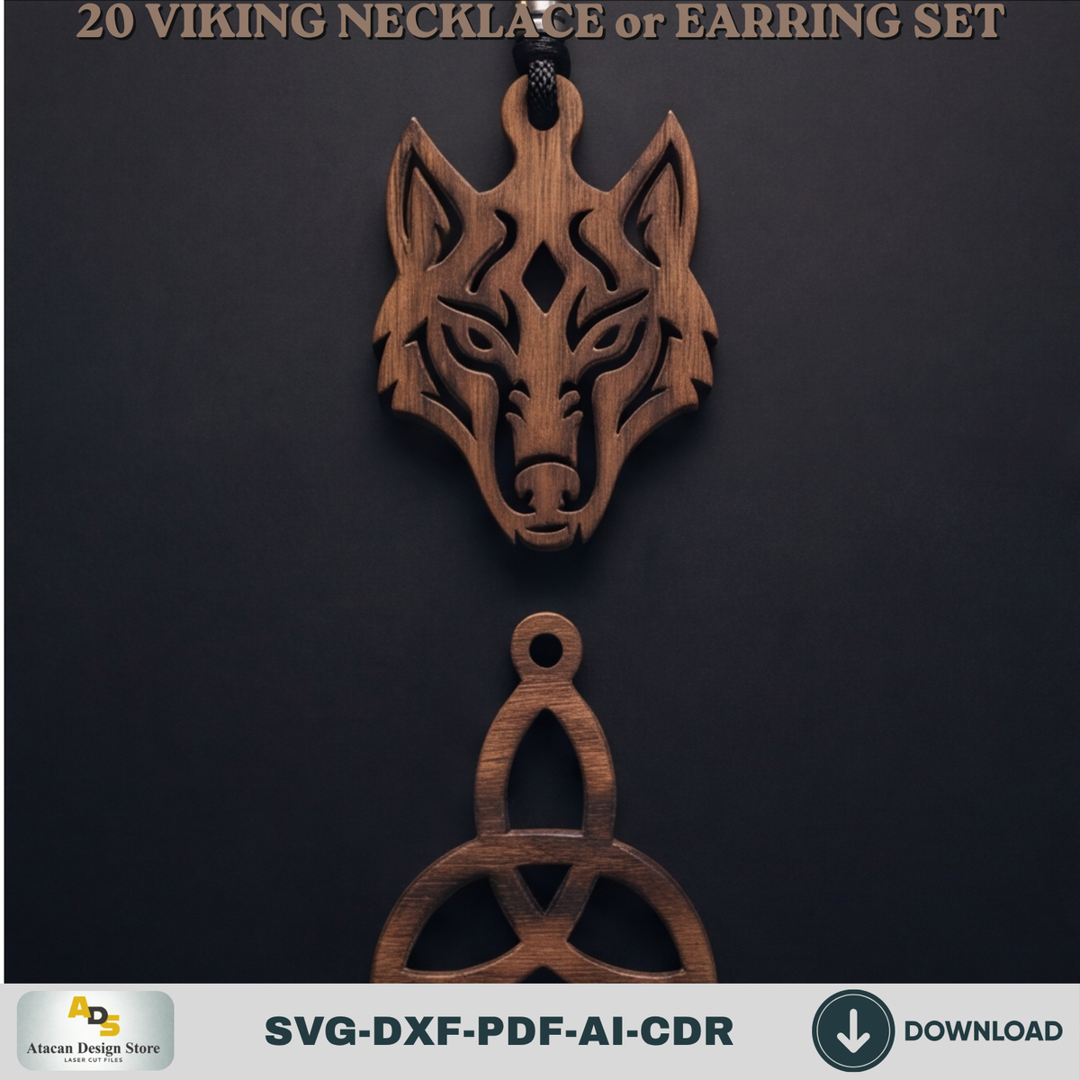 20 Viking Norse Jewelry Laser Cut Templates Necklace Earring Pendant Designs