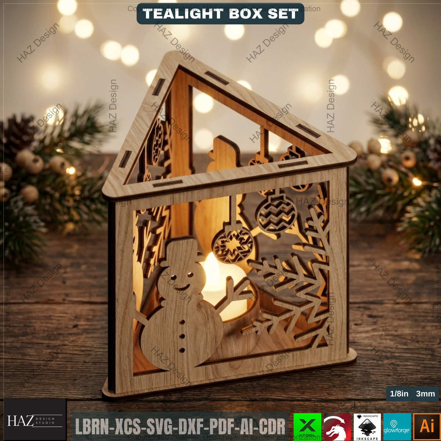 Christmas Lantern Laser Cut Files, Triangle Tealight Holder, Wooden Xmas Decor 509