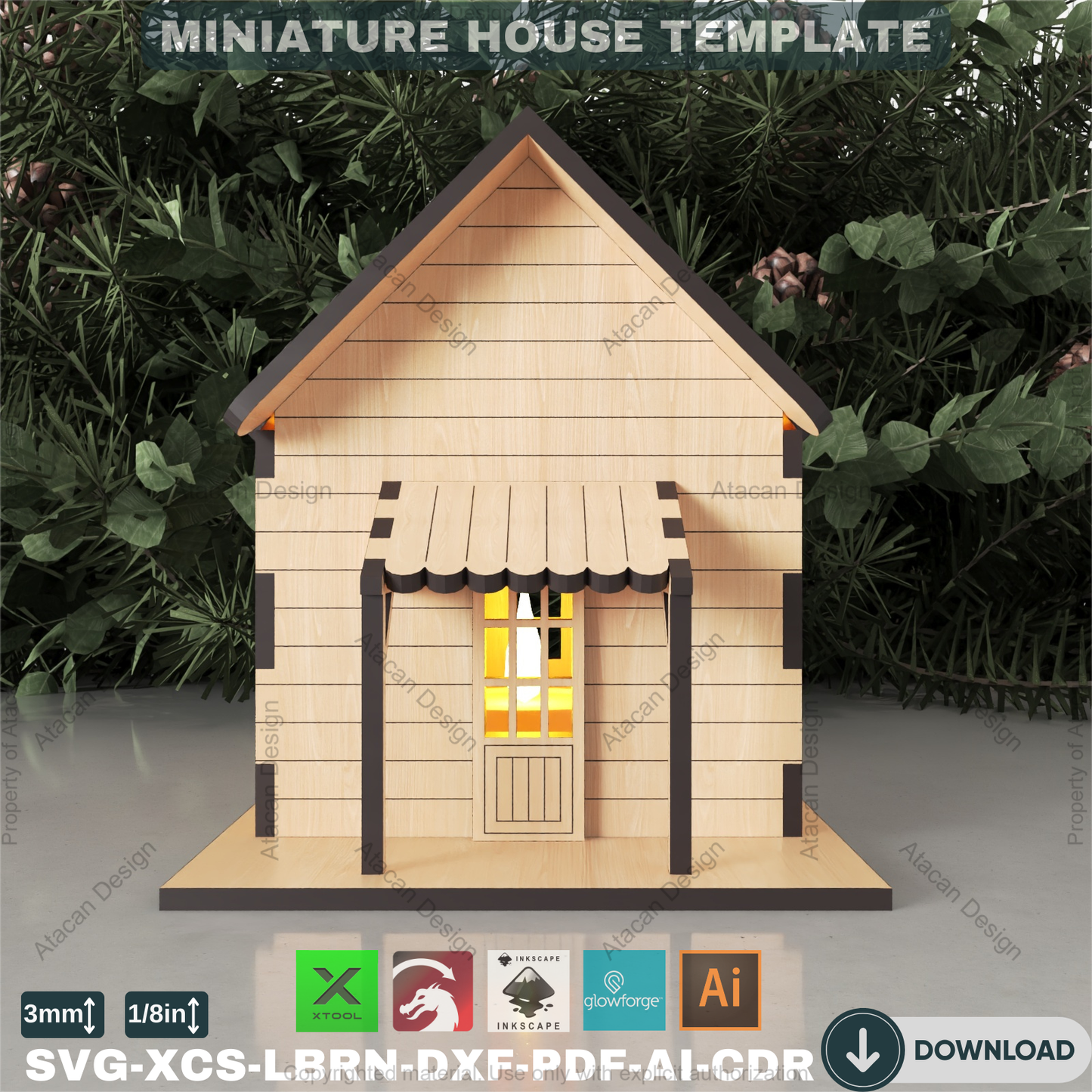 Laser Cut Mini House Plan | Build a Charming Cottage Model | Tealight Luminary Design 884