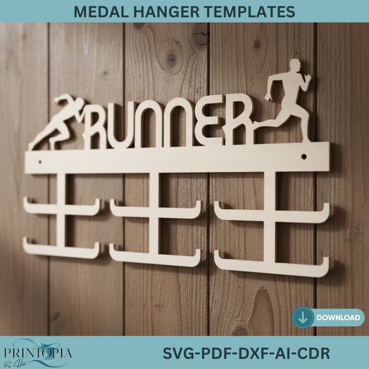 Running Medal Holder SVG, DXF, | Race Medal Display Rack Laser Cut File | Marathon Runner Gift | Digital Download 313