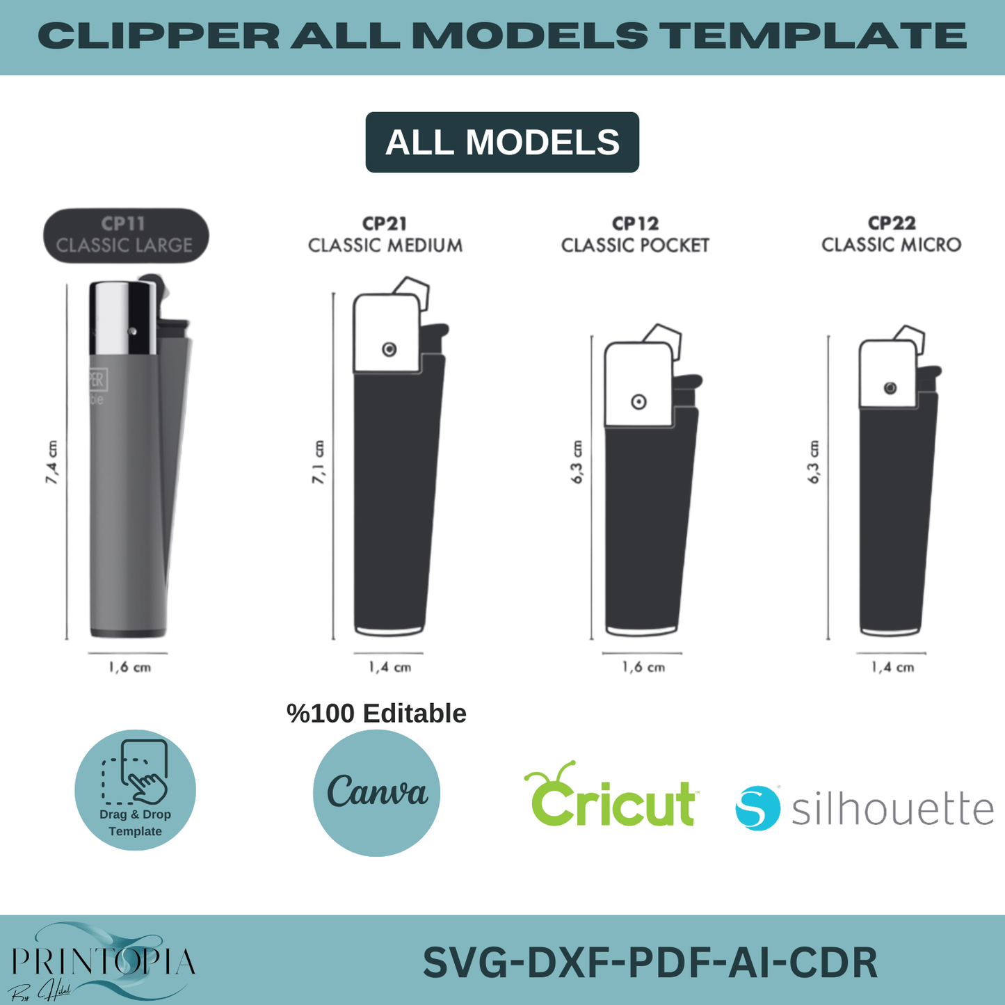 All Clipper Models Label Template - SVG, PDF, Canva Editable for Cricut & Silhouette 142