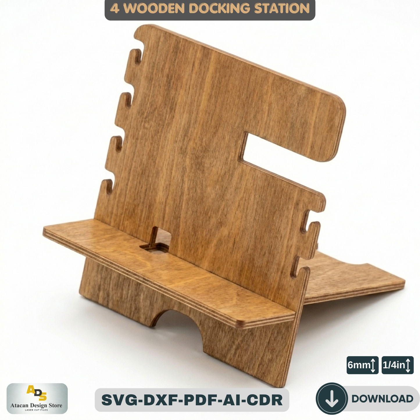 Wood Docking Station / Desk Organizer Phone Stand / Watch Holder / Father's Day Gift 947