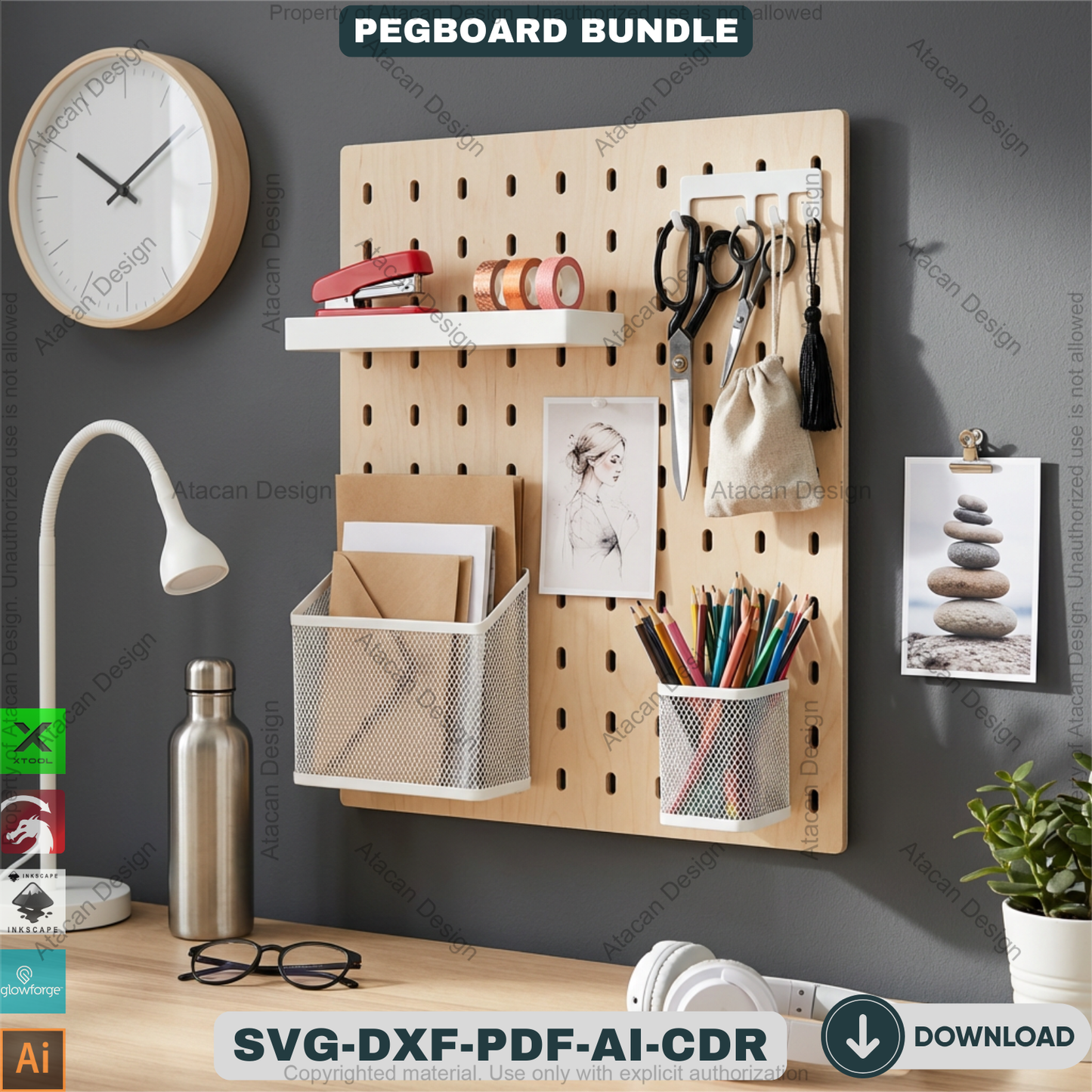 Ikea Skadis Compatible Pegboard Template 20 Sizes Wood Wall Organizer Display Panel 940