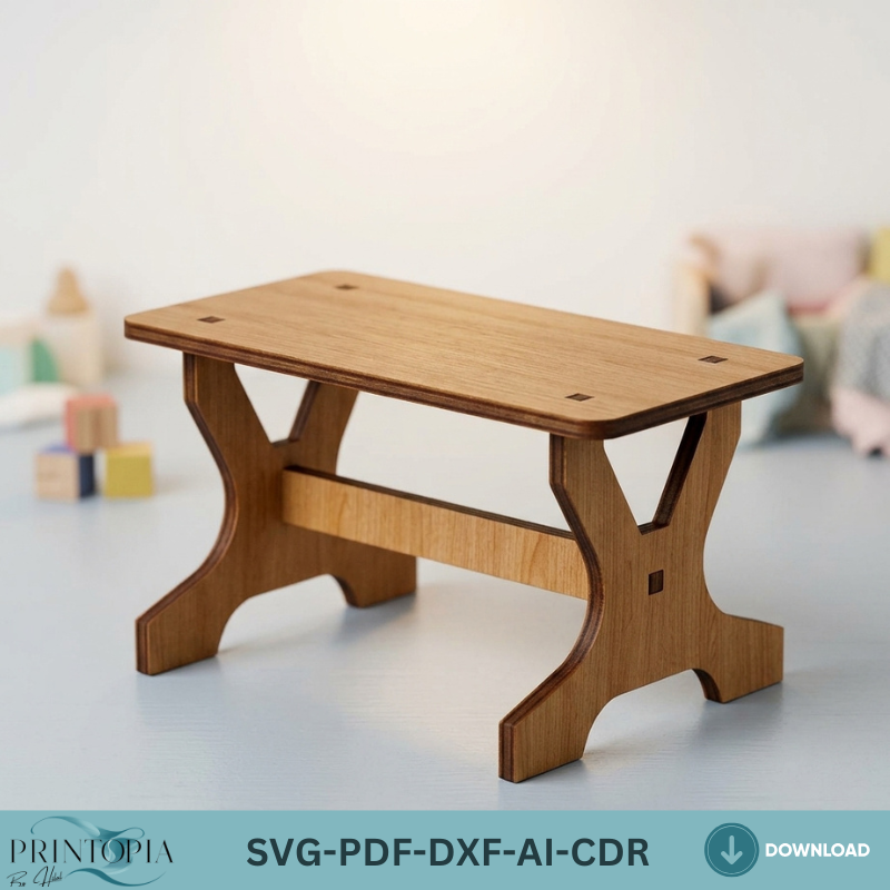 Miniature Dollhouse Furniture Plans Wooden Toy Table and Chair Set DIY Doll House Decor