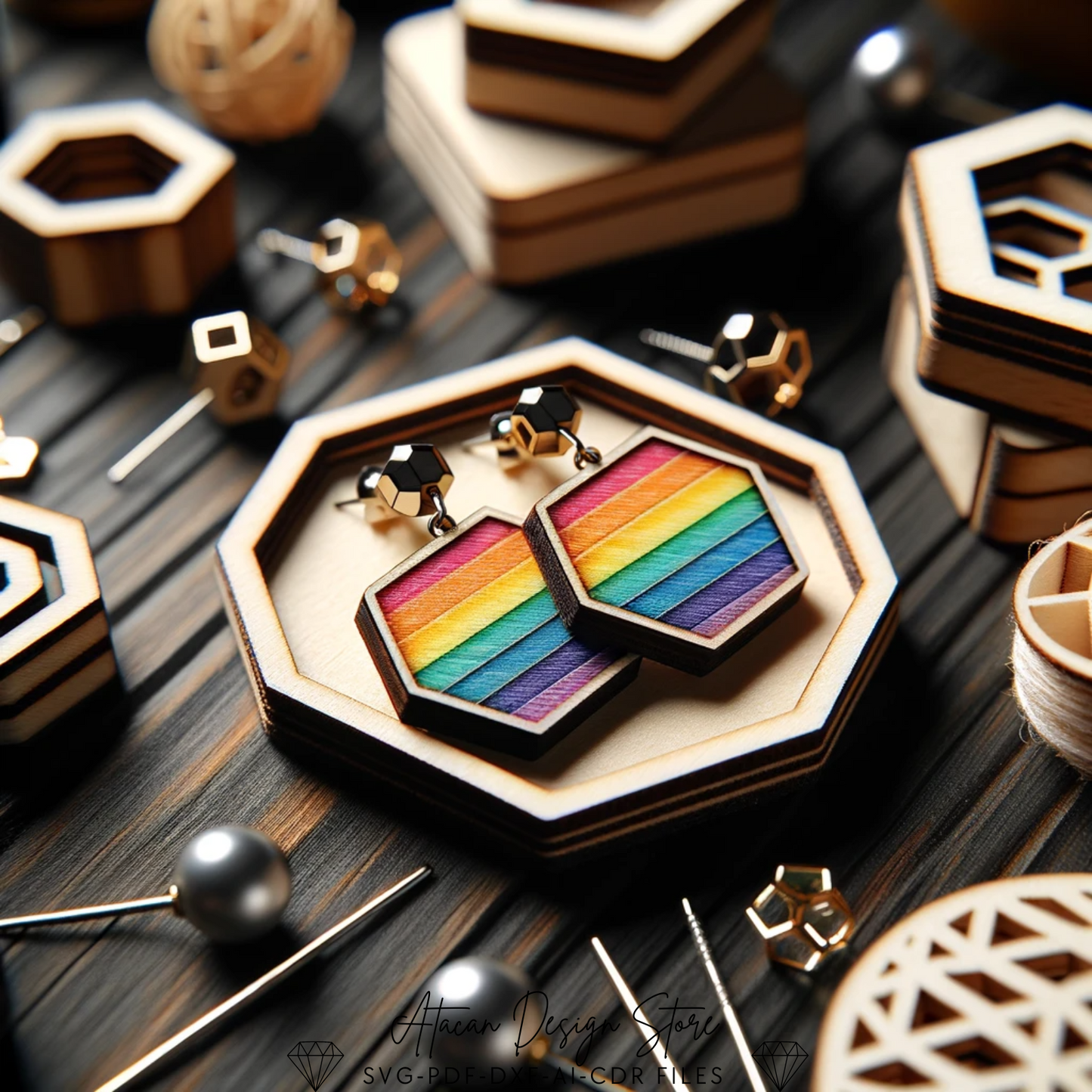 Colorful Rainbow Earrings Design Bundle | DIY Laser Cut Jewelry Patterns for Unique Crafting 682