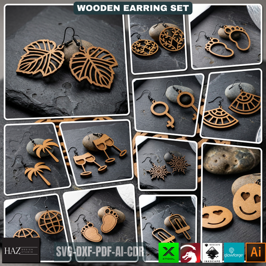 Unique Laser Cut Earring SVG Bundle - Modern Wooden Jewelry Designs - Craft Files for XTool 479