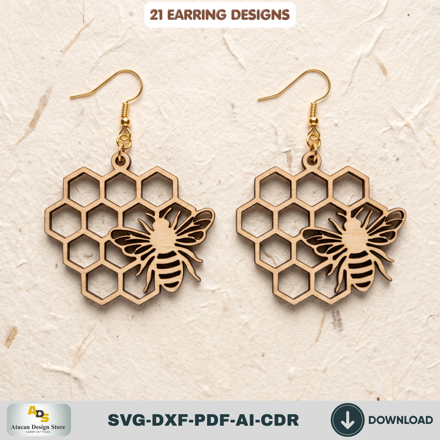 21 Wooden Earring SVG Bundle Laser Cut Jewelry Templates Glowforge DIY Wood Earrings Cutting Files