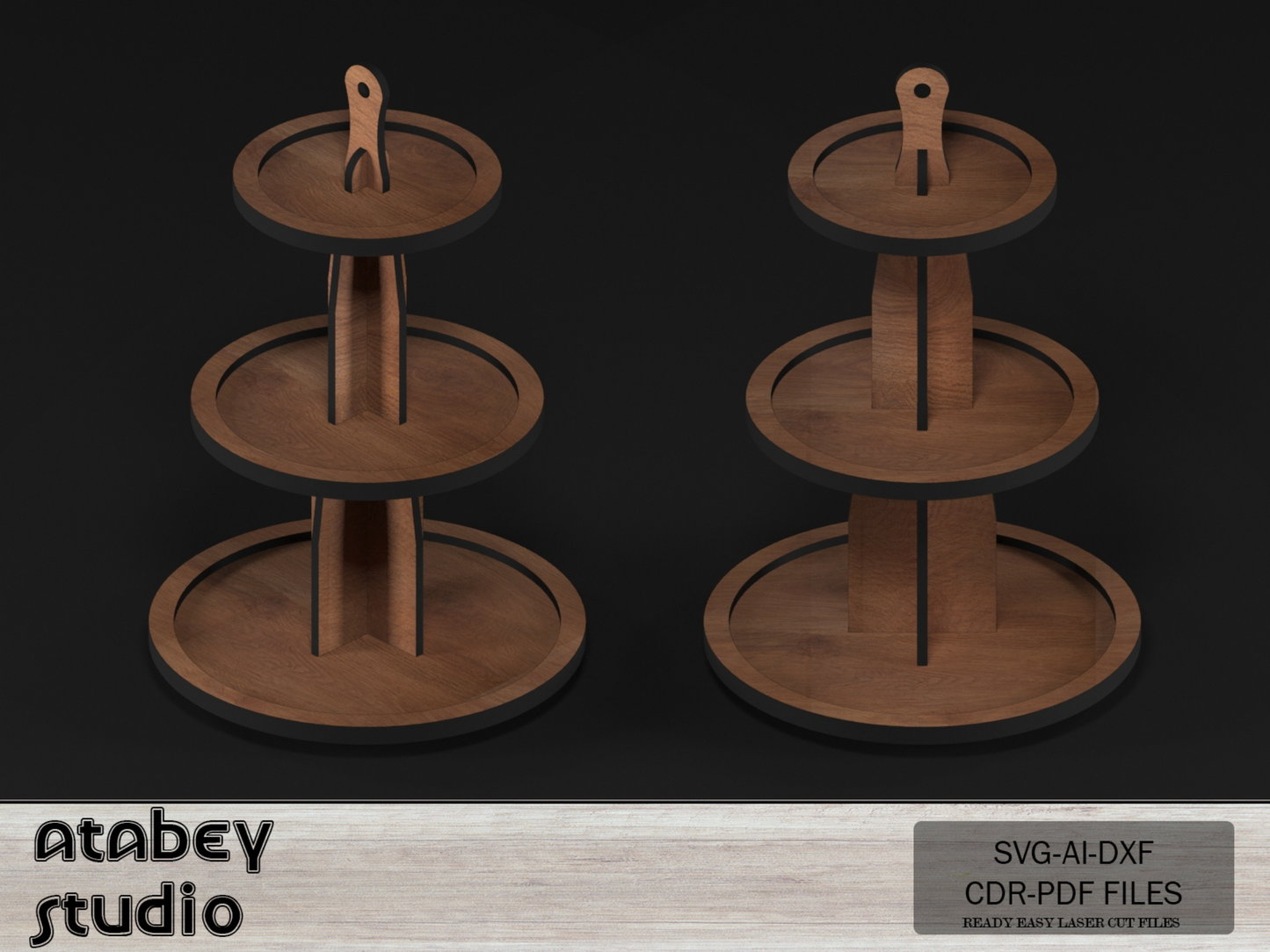 DIY Wooden Three Tier Tray - Laser Cut Square and Round Cake Stand for Kitchen Display 766