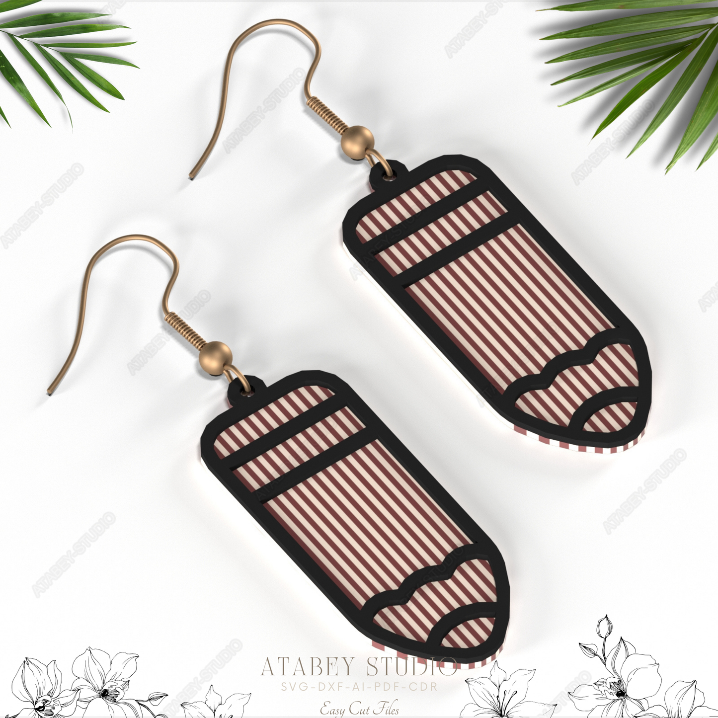 Pencil Earrings - Perfect for Teacher Appreciation, Unique Laser Cut Jewelry Files 844